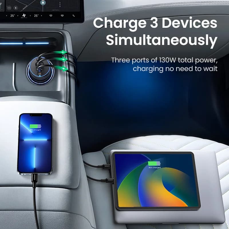 Chargeur voiture double USB-C 130W