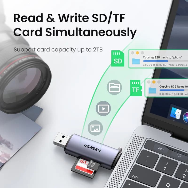 Lecteur de cartes SD/MicroSD USB 3.0 & USB-C
