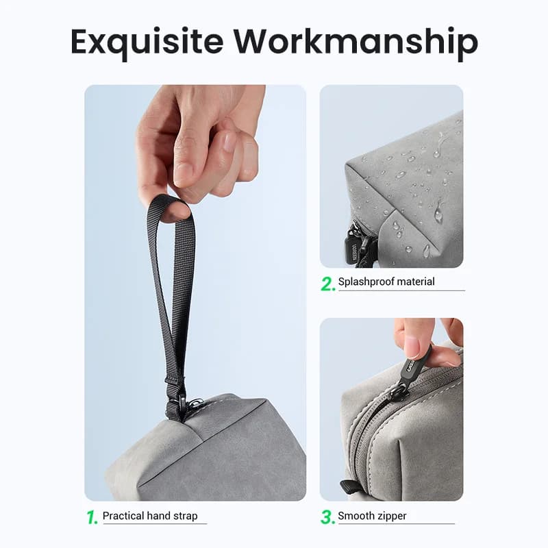 Sac organisateur en cuir pour câbles et accessoires numériques