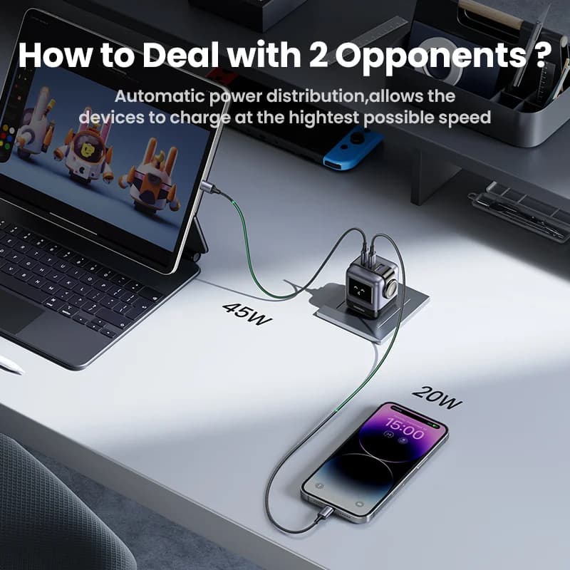 Chargeur mural GaN USB-C 65W, Prise US