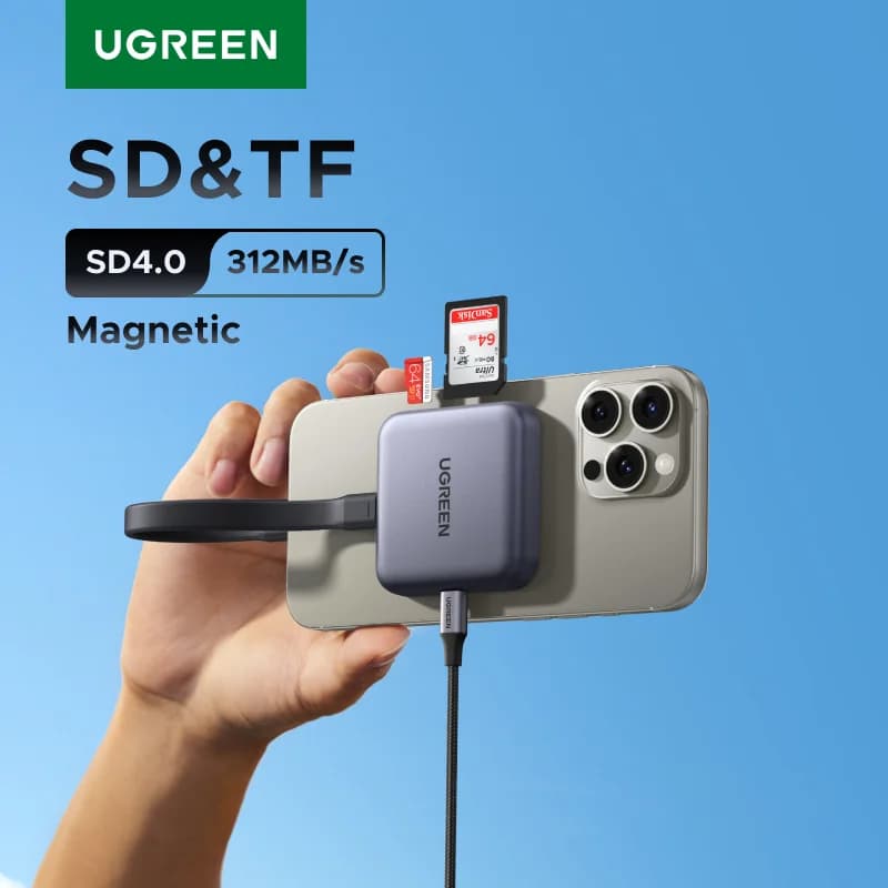Lecteur de cartes SD et TF USB-C magnétique, 312Mo/s