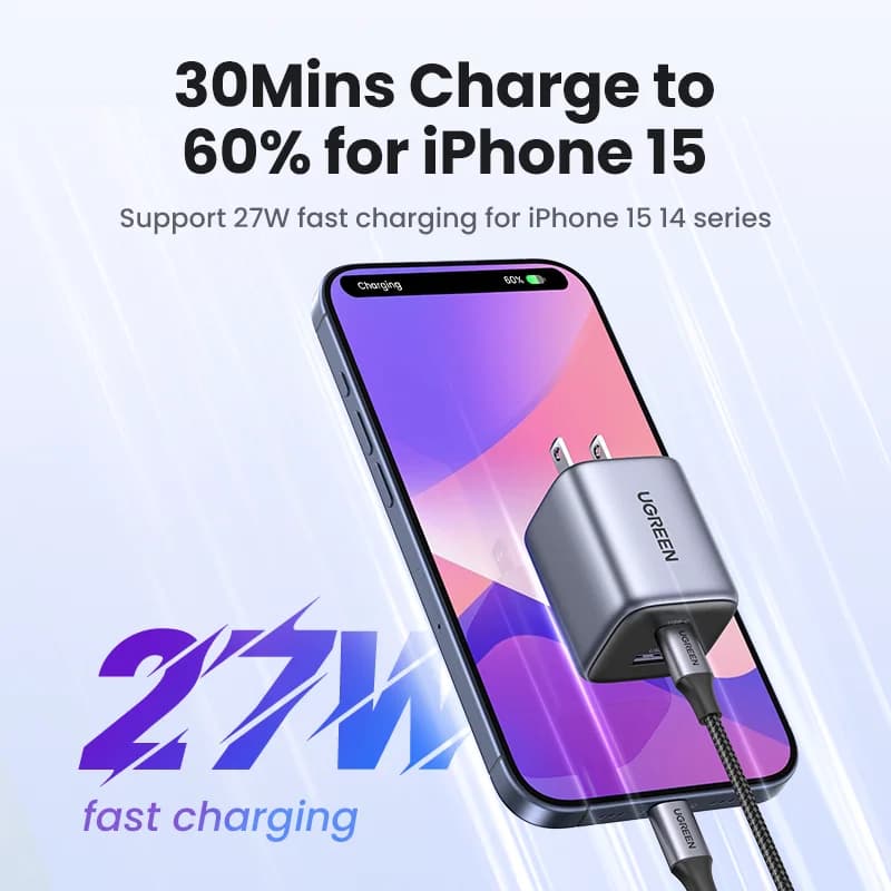 Chargeur rapide GaN USB-C 35W avec fiche US