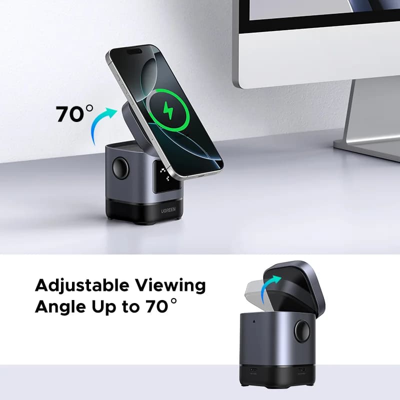 Pied de charge sans fil magnétique Qi2 15W avec câble
