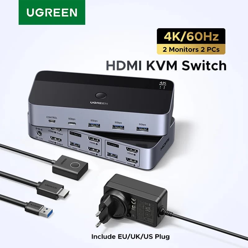 Commutateur KVM double écran HDMI et USB-C