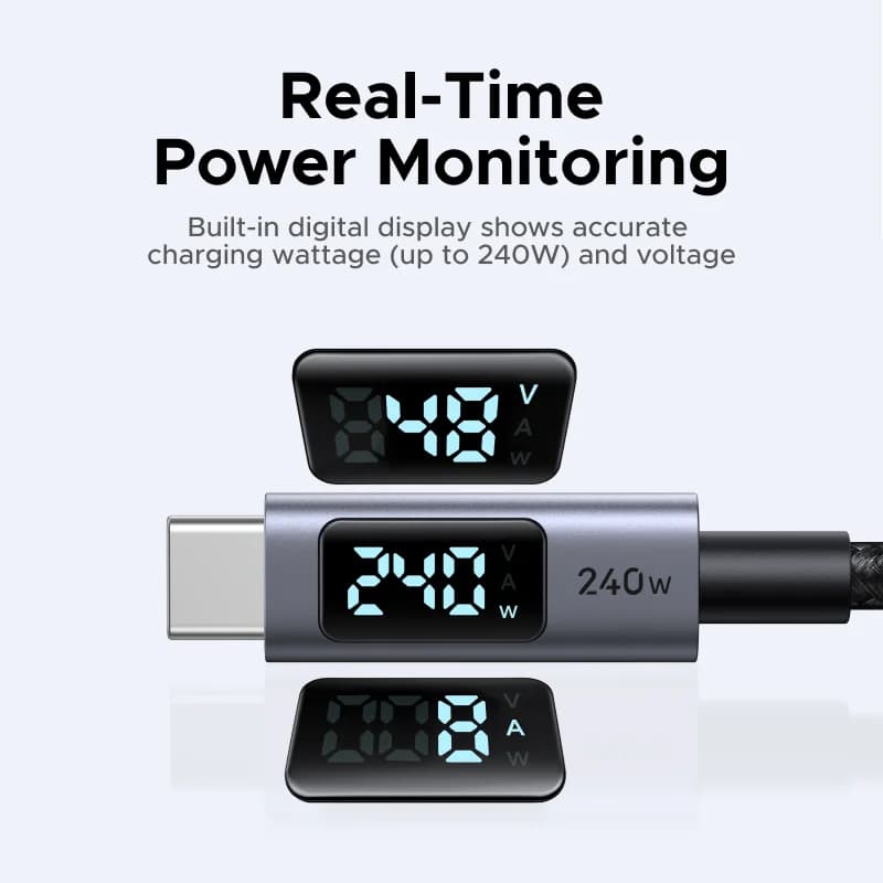 Câble USB-C 240W avec affichage numérique de puissance