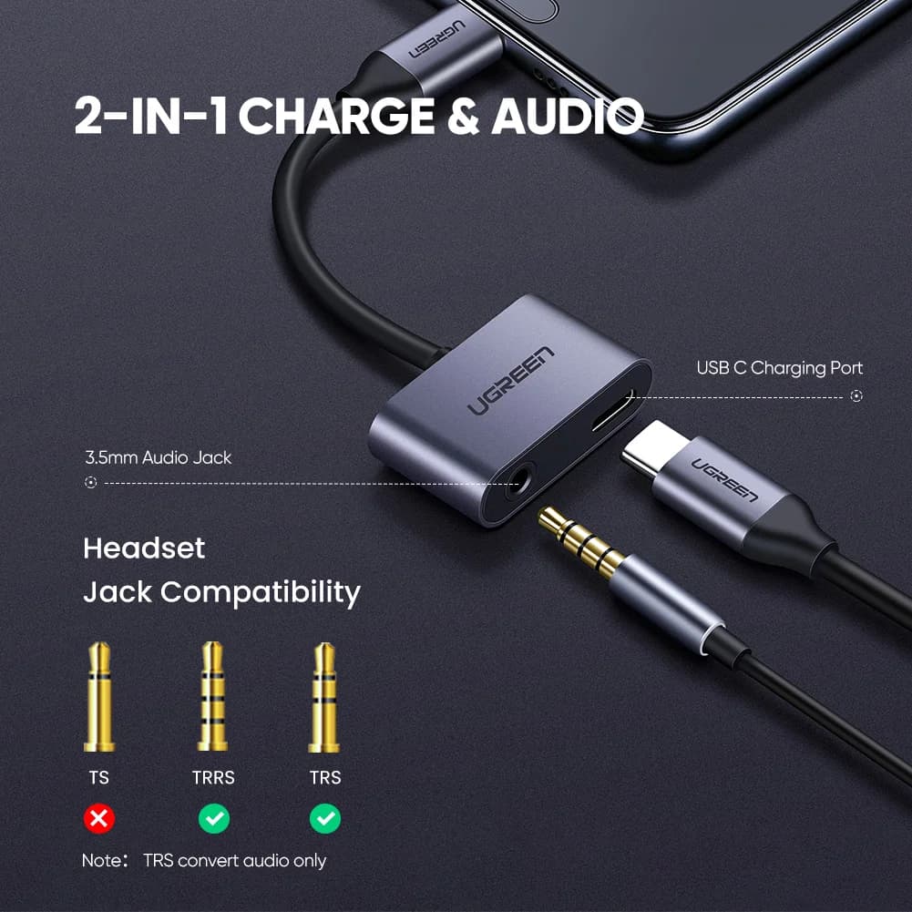 Câble adaptateur audio USB-C vers AUX 3.5mm