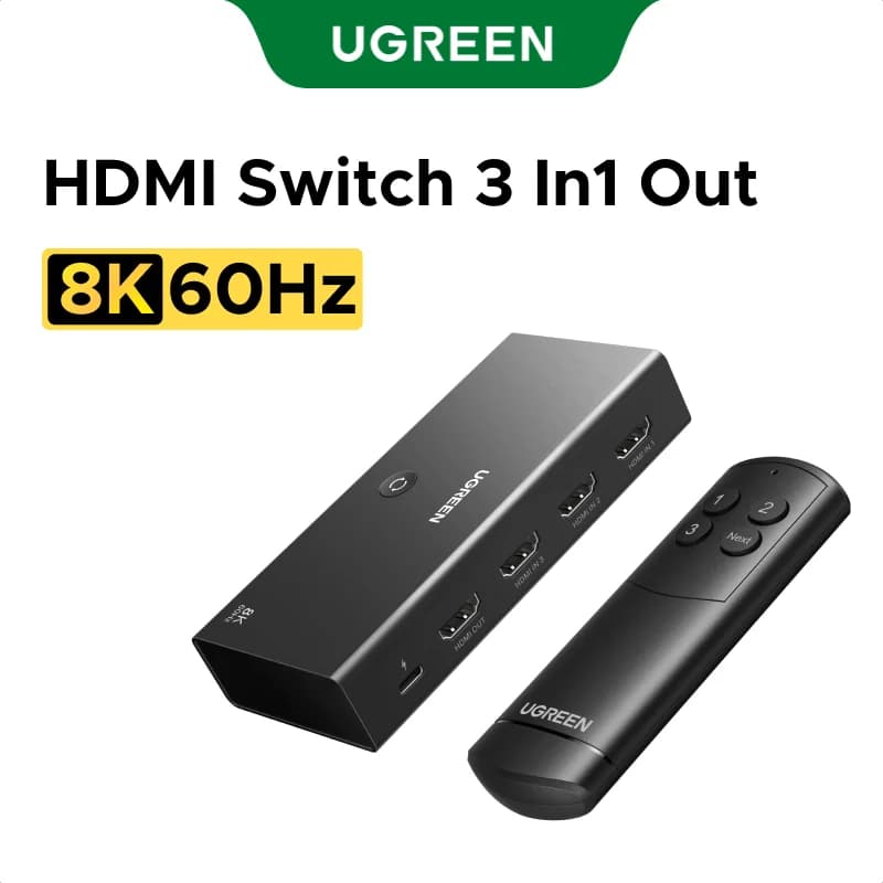 Commutateur HDMI 2.1 3-in-1 Out 8K avec Télécommande