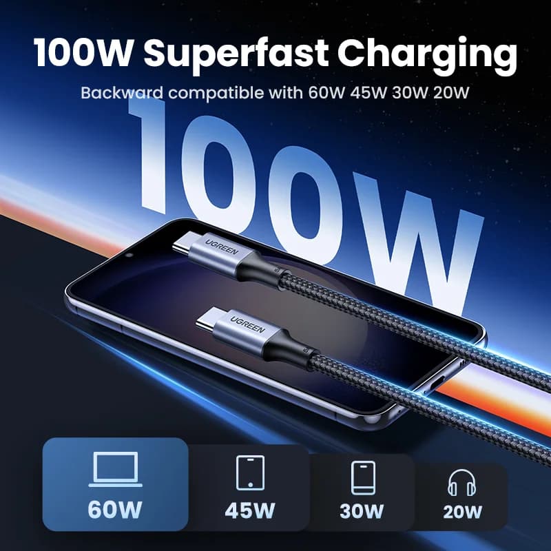 Lot de 2 câbles USB-C vers USB-C PD 100W