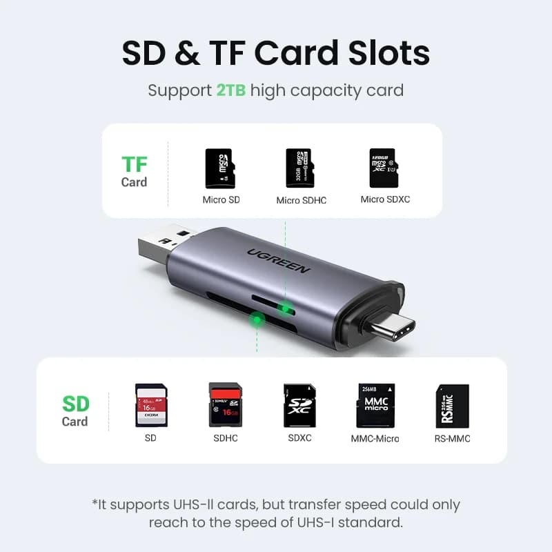 Lecteur de cartes SD/MicroSD USB 3.0 & USB-C