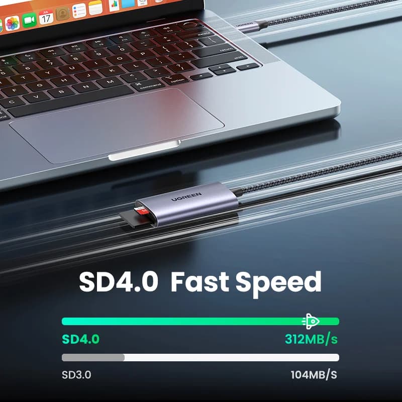 Lecteur de cartes SD et MicroSD USB-C, vitesse 312 Mo/s