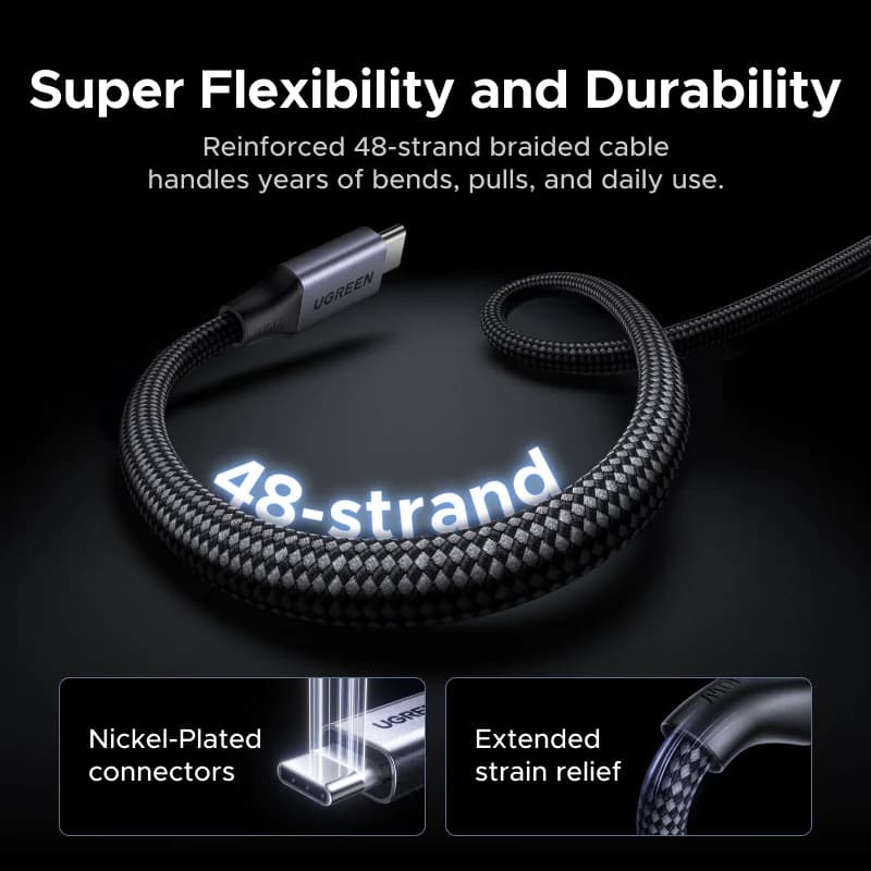Câble de charge tressé magnétique USB-C 240W