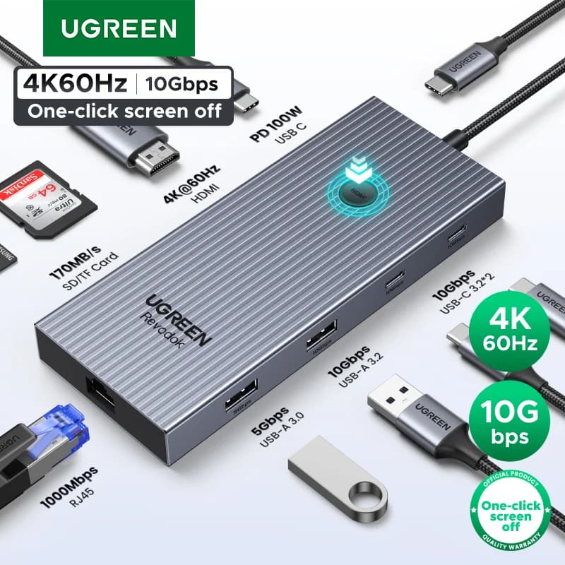 Hub USB-C avec HDMI 4K, Ethernet et PD 100W