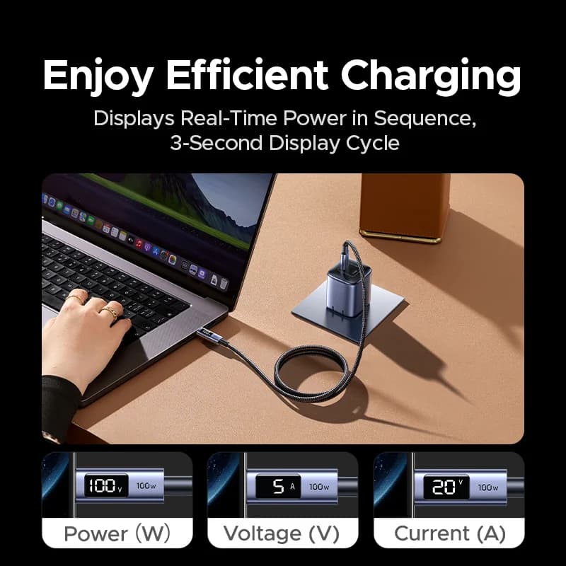 Câble USB-C vers USB-C, 100W PD avec affichage numérique