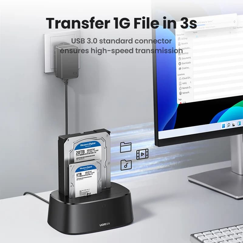 Station d'accueil double baie SATA vers USB 3.0 pour disque dur