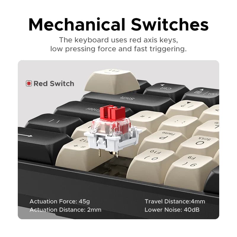 Clavier mécanique filaire 61 touches avec keycaps PBT