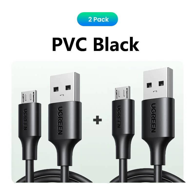 Lot de 2 câbles de charge rapide Micro USB, 1,5m, 2A
