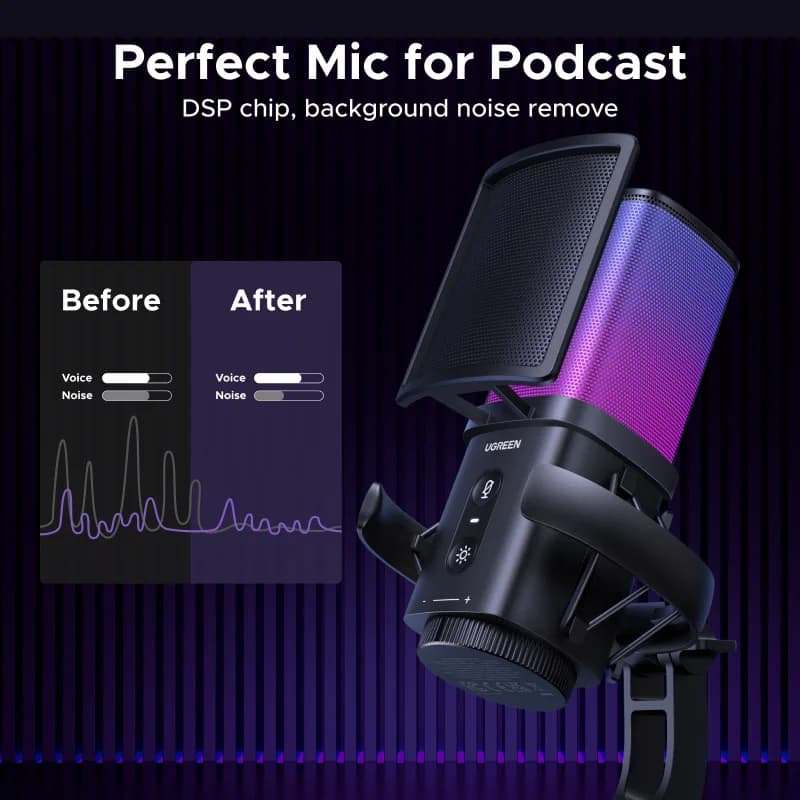 Microphone USB avec coupure tactile et éclairage RGB