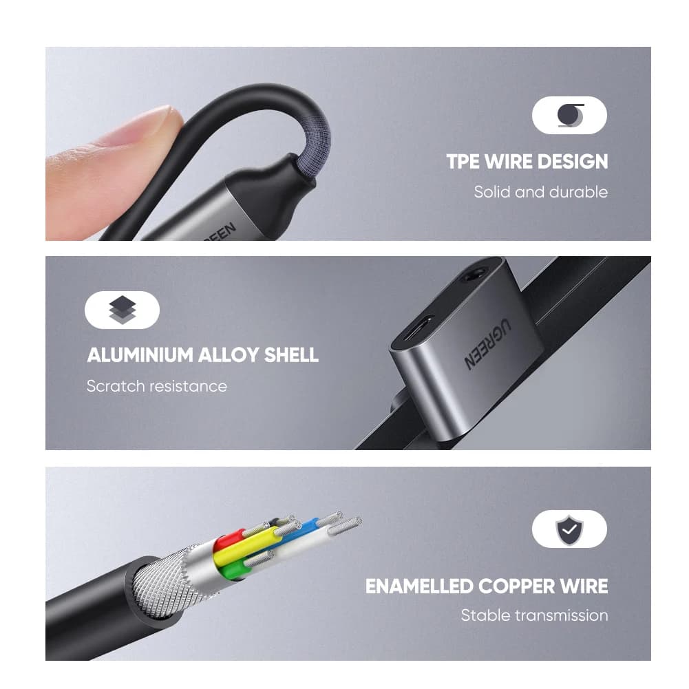 Câble adaptateur audio USB-C vers AUX 3.5mm