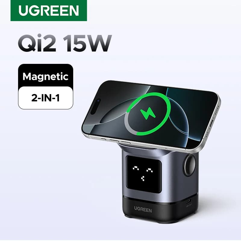 Pied de charge sans fil magnétique Qi2 15W avec câble