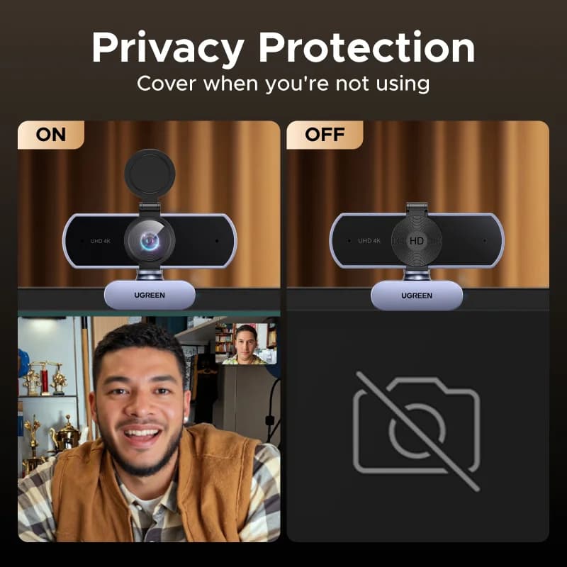 Webcam 4K avec microphone et correction automatique de la lumière