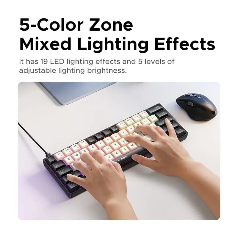Clavier mécanique filaire 61 touches avec keycaps PBT