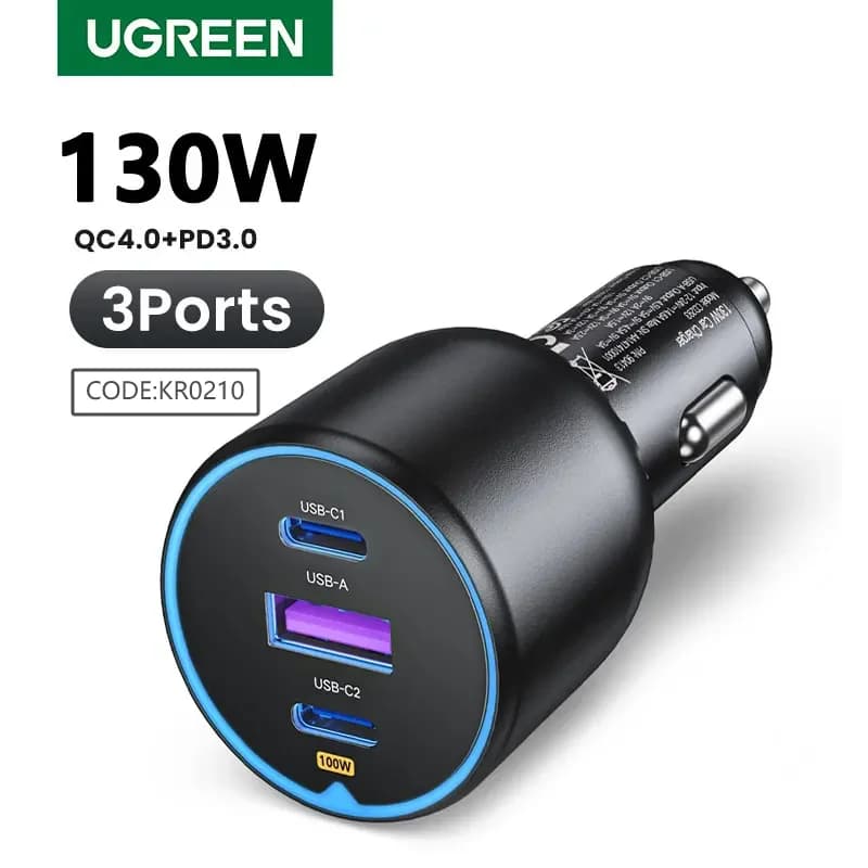 Chargeur voiture double USB-C 130W