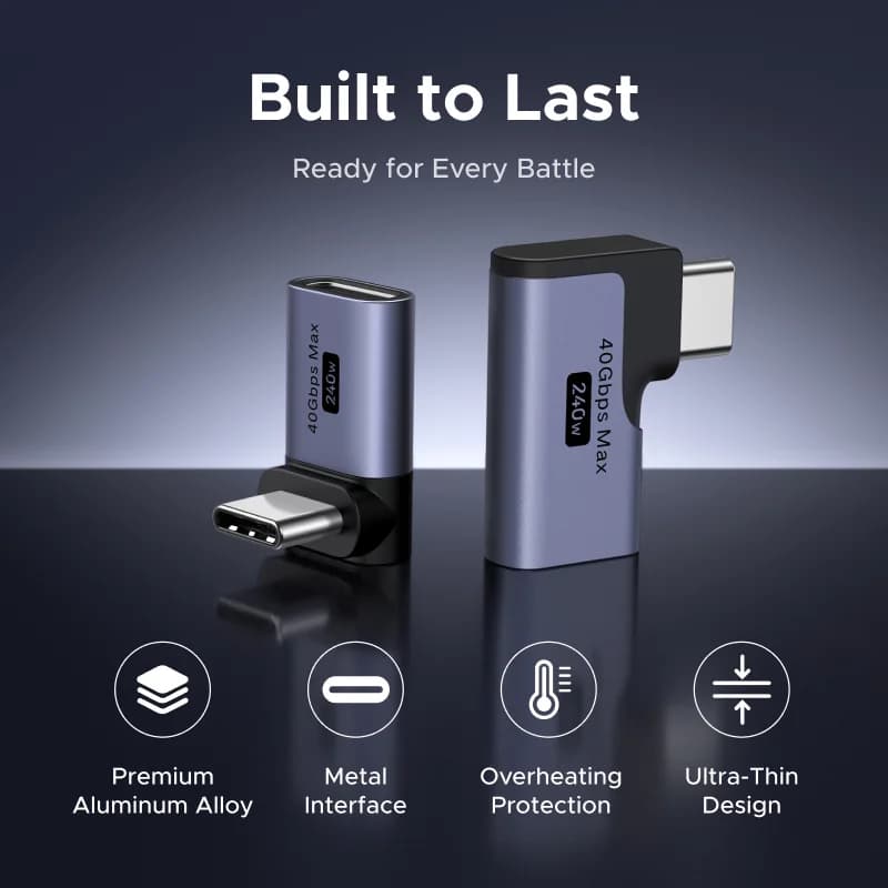 Adaptateur USB-C Mâle à Femelle Angle Droit, Lot de 3