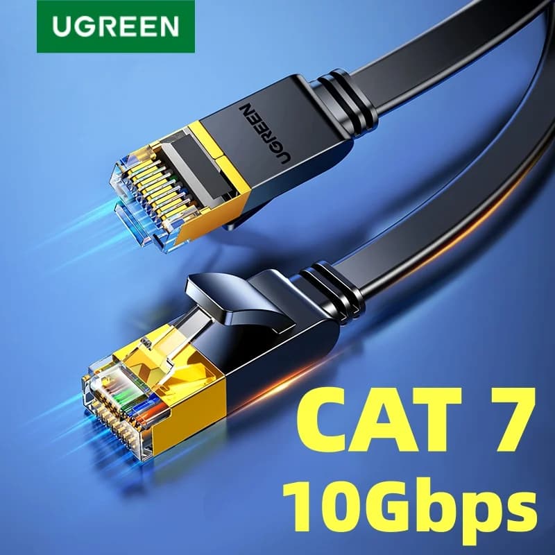 Câble Ethernet plat Cat 7, Cordon LAN STP 10Gbps